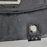 Guess Womens Shoulder Bag Black Ostrich Embossed Faux Leather Accordion Clutch Photo 73