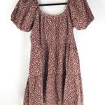Lacausa  Playa Mini Dress Babydoll Cotton Romantic Puff Sleeve Mushroom Brown S Photo 4
