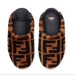 Fendi NWT  FF Shearling Fur Slippers Shoes in Brown Photo 0