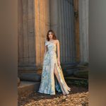 Mac Duggal   11919 Multicolor One Shoulder Brocade Floral Dress With Bow Photo 3