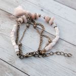 Light Pink and Bronze Tone Bracelet with Tassel Dangle Photo 6