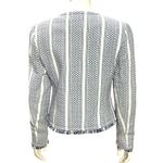 Adrienne Vittadini Small Woven Cotton Fringe Tweed Zip Jacket Blue White New Tag Photo 5