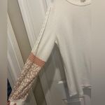 White Waffleknit top with Pink cheetah and lace accents Long Sleeve Top by BiBi Size L Photo 4