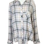 Rails  Brady Button Up Shirt Gauzy Slouchy Sky Haze Plaid Pastel Long Sleeve Sz M Photo 0