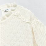 ZARA crochet boho sweater top blouse shirt knitted Ruffle Photo 6