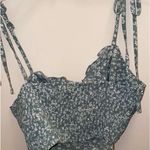 SheIn  Green Floral Tie Strap Crop Top Photo 2