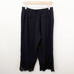 Ann Taylor  | Elastic Waist Ankle Pants Trousers Black Lace Hem | Medium Petite Photo 4