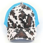 C.C. Turquoise & Cow Print Criss Cross Ponytail Hat Photo 0