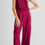 Free People NEW Avery Jumpsuit One Shoulder Magenta Pink Sz 6 Small Modern Muse Photo 0