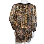 Anthropologie Meadow Rue Blouse Womens Small Black Gold Paisley Marya Peasant Photo 3