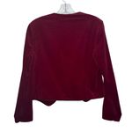 Jones New York Vintage  Burgundy Velvet crop open front Blazer Jeweled Button Med Photo 2