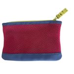 Ipsy Pink and Blue mesh Glam Bag with Yellow LOVE Zipper Pull Photo 2