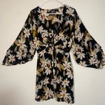 Angie  Black Floral Long Sleeve Dress Photo 1