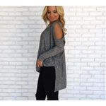 Dainty Hooligan 💕💕 Cold Shoulder Knit Top Gray Photo 2