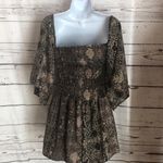 Sage  brown‎ black tan print romper Photo 3