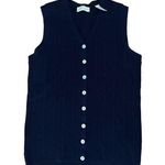 Lord & Taylor Merino Wool Sleeveless Navy Blue Cable Sweater Vest Petite Medium Size undefined Photo 0