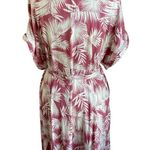 Torrid  Shaded Palms Mini Rayon Slub Button Front Collared Dress Rose Size XL Photo 3