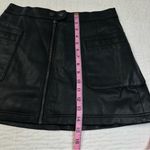 Free People Vegan Leather Black A-Line Zip Front Mini Skirt Photo 4