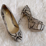 Brian Atwood  Snakeskin Peep Toe Platform Pumps Photo 0