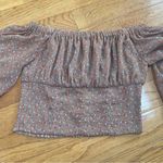 ASTR  the label off the shoulder boho floral chiffon sleeve crop top M Photo 7