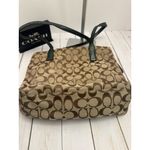Coach Green Tan Signature Snake Stripe Tote Bag Hangtag F25706 GUC (Straps Wear) Photo 6