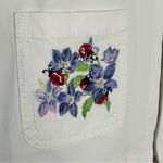 Blair Vintage Chore Coat White Sz L Embroidered Lady Bugs Floral Grandma Cottage Photo 1