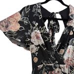 Lulus NWT Floral Velvet Burnout Maxi Dress Black Tie Back V Neck Size XS Fairy Photo 4