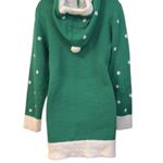 No Boundaries Nobo Green Hooded Sherpa Sweater/Dress Sparkling Christmas Tree Pom Poms Jr L Photo 5