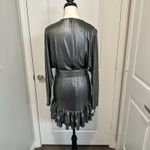 Retrofête Silver Metallic 80s Belt Tiered Mini Dress Holiday New Year's Eve S Silver Photo 1