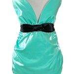 Revolve Superdown Lexi Sweetheart Mini Dress in Teal Size XS NWT Mermaid Blue Bow Photo 0