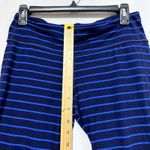 Athleta  Chaturanga Capri Legging Women's Medium Blue Striped‎ Stretch Logo Photo 3