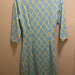 J. McLaughlin Blue Catalina Cloth Bamboo Print Ruched 3/4 Sleeve Dress Size S Photo 5