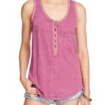 Free People  Linen Burnout Button Front Henley Traveler Tank, S Photo 0