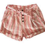 Free People Linen Blend Striped High Waist Belted Shorts Size 2 Photo 0