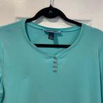 Karen Scott  Size LP Aquamarine 3/4 Sleeve Henley Top Cotton Stretch Silver Photo 1