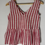 Mango  Red White‎ Stripe Peplum Sleeveless Top Size XXS Photo 0