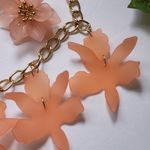 Frosted Peach Acrylic Flower Necklace and Earrings Set Orange Photo 2