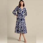 Soft Surroundings  Tilda Midi Dress Navy White Embroidered Boho Size Medium Women Photo 2