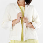 Bryn Walker  White 100% Linen Open Front Cardigan Jacket Photo 0