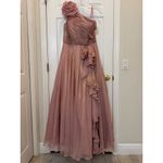 Mac Duggal NWT 49252 Pink Iridescent One Shoulder Rosette Ball Gown Size 10 Photo 4