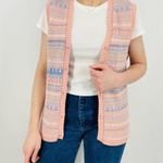 vintage oversized baby pink pastel button down cardigan sweater vest size s Size L Photo 1