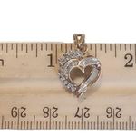 Diamond 10k Heart Pendant Necklace Solid Yellow and White Gold Photo 4