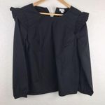 J Crew Factory Women's Black Long Sleeve Blouse Shoulder Ruffle Size M Photo 1