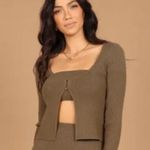 Petal and Pup  Luna Knitted Ribbed Button Cardigan Olive Green Size L NWT Photo 4