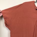Madewell Women’s Rust Orange Pleated V-Neck Keyhole Back Short Sleeve Blouse Photo 2