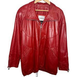 Saks 5th Avenue VTG Saks x Siena Red Leather Bomber Jacket Women's Sz. S Photo 0