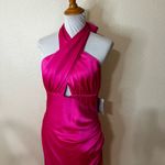 Milly Nicolette Womens Hot Pink Halter Ruched Satin Midi Dress Chic NEW 10 Photo 2