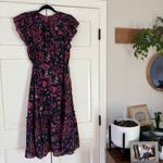 Ulla Johnson Arlene Midi Dress Midnight Floral Navy Pink Size 8 Cinchable Waist Photo 15