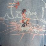 Vintage 70s JCPenney Fashions Top Western Print Blue Sheer Button Down Shirt Size M Photo 8