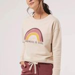 Pact Organic Cotton Slouchy Graphic Sweatshirt Rainbow Kindness is Cool Size XL Pink Photo 0
